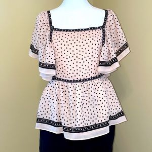 Max studio pink polka dot blouse